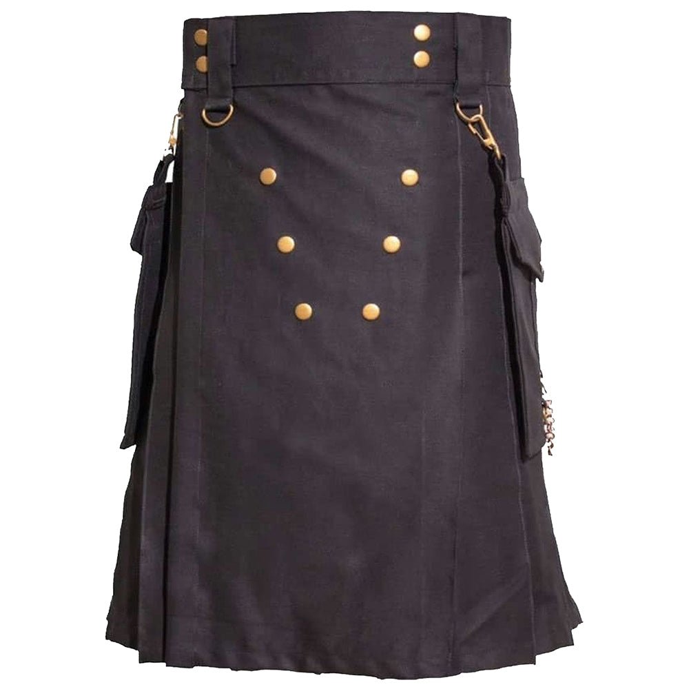 Black Deluxe Utility Kilt - Kilt Kingdom