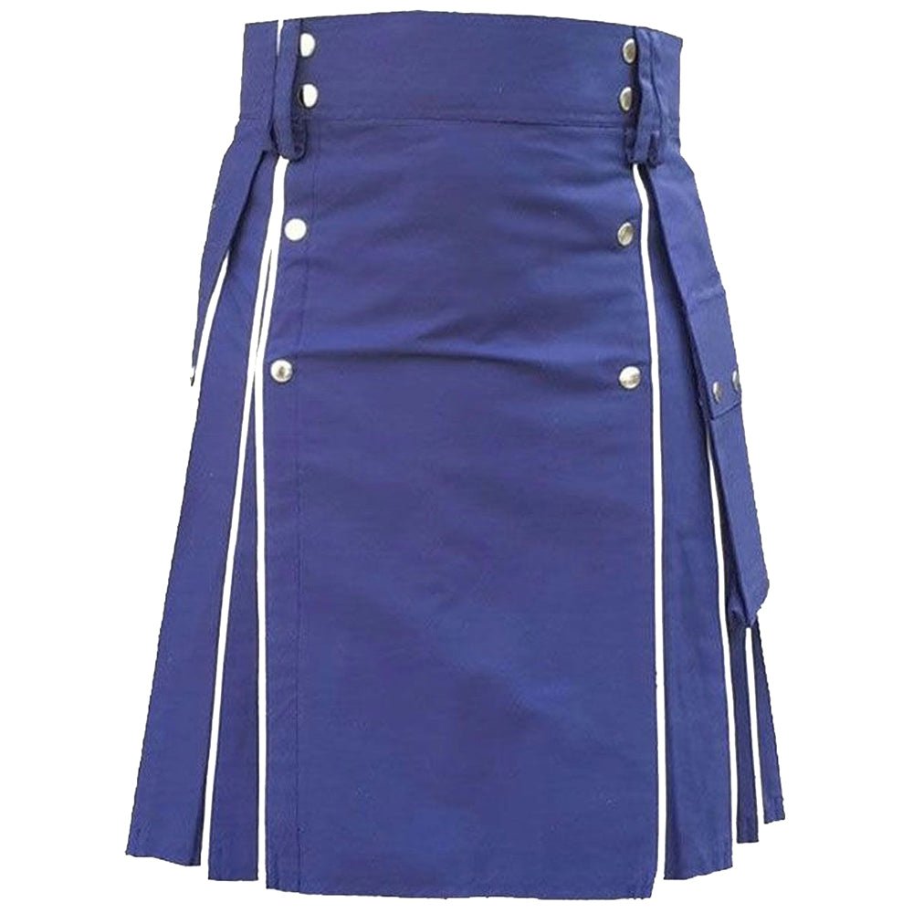 Blue Utility kilt With White line - Kilt Kingdom