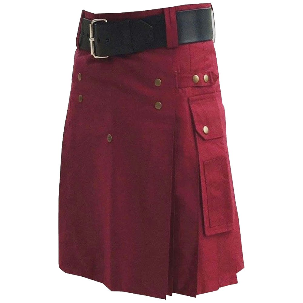 Classic Burgundy Utility Kilt - Kilt Kingdom