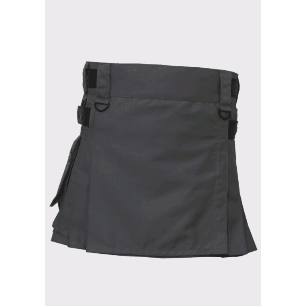 Women Gray color Leather Straps Utility Kilt - Kilt Kingdom