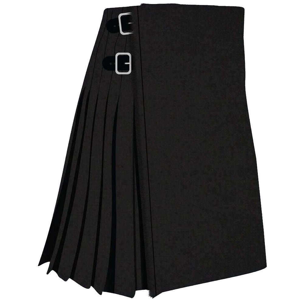 Solid Black Modern Tartan Kilt - Kilt Kingdom