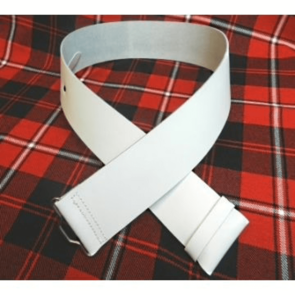 White Leather Kilt Belt - Kilt Kingdom