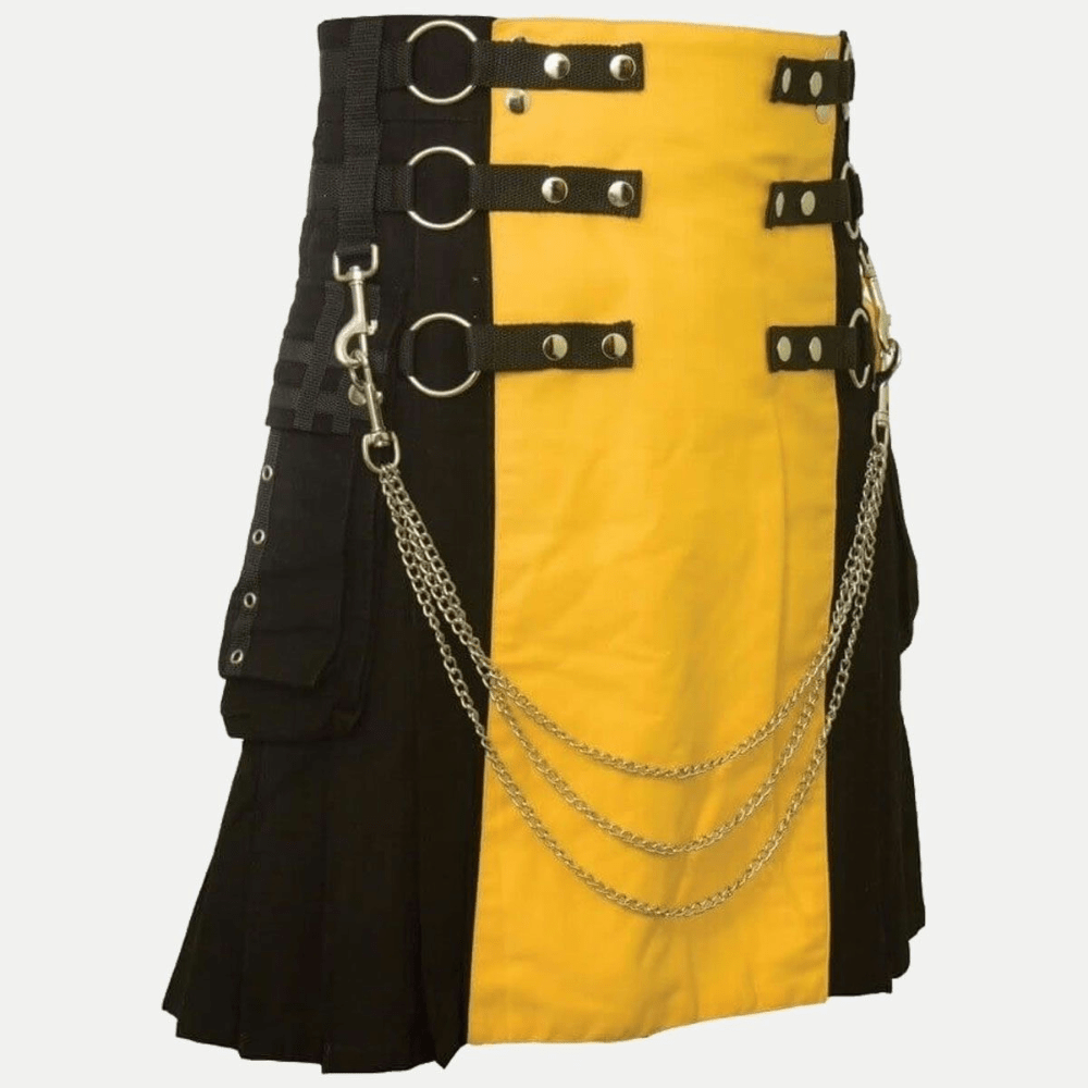 Fashion Forward Black and Yellow Hybrid Kilt - Kilt Kingdom