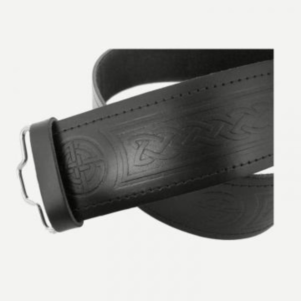 Embossed Scottish Highland Kilt Belt with Celtic Buckle - Kilt Kingdom