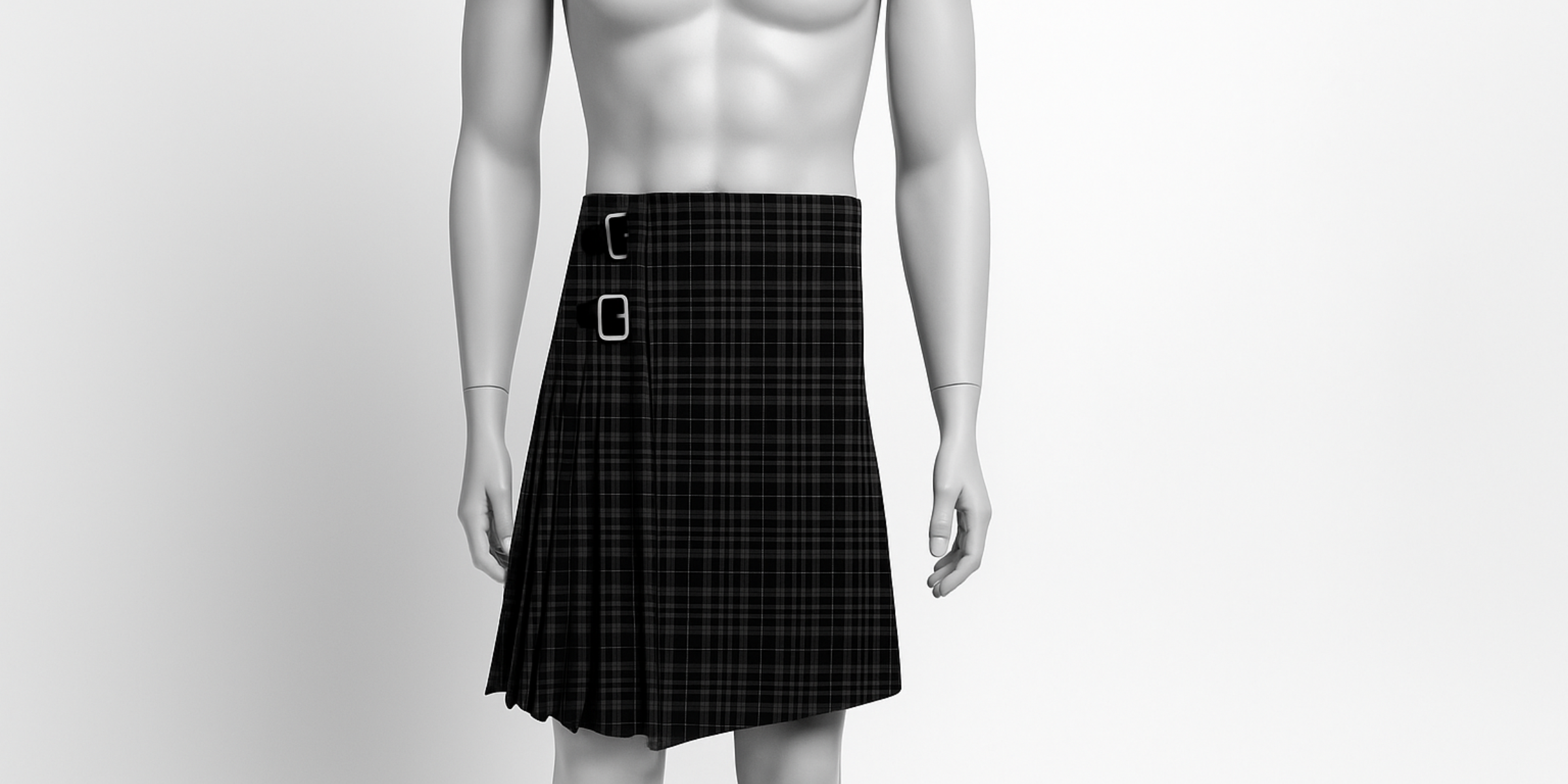 Black and Grey Tartan Kilt – Classic Minimalist Scottish Look