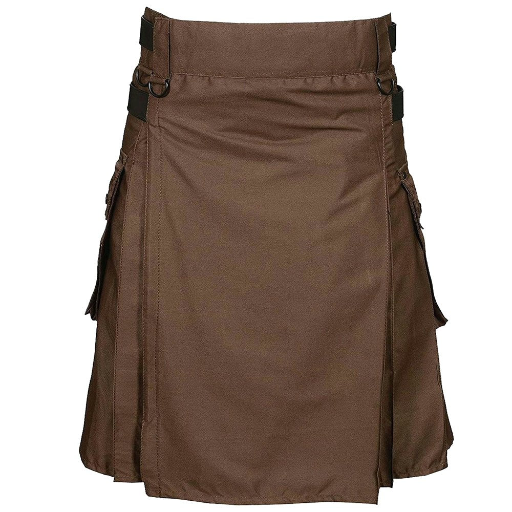 Chocolate Brown Utility Kilt - Kilt Kingdom