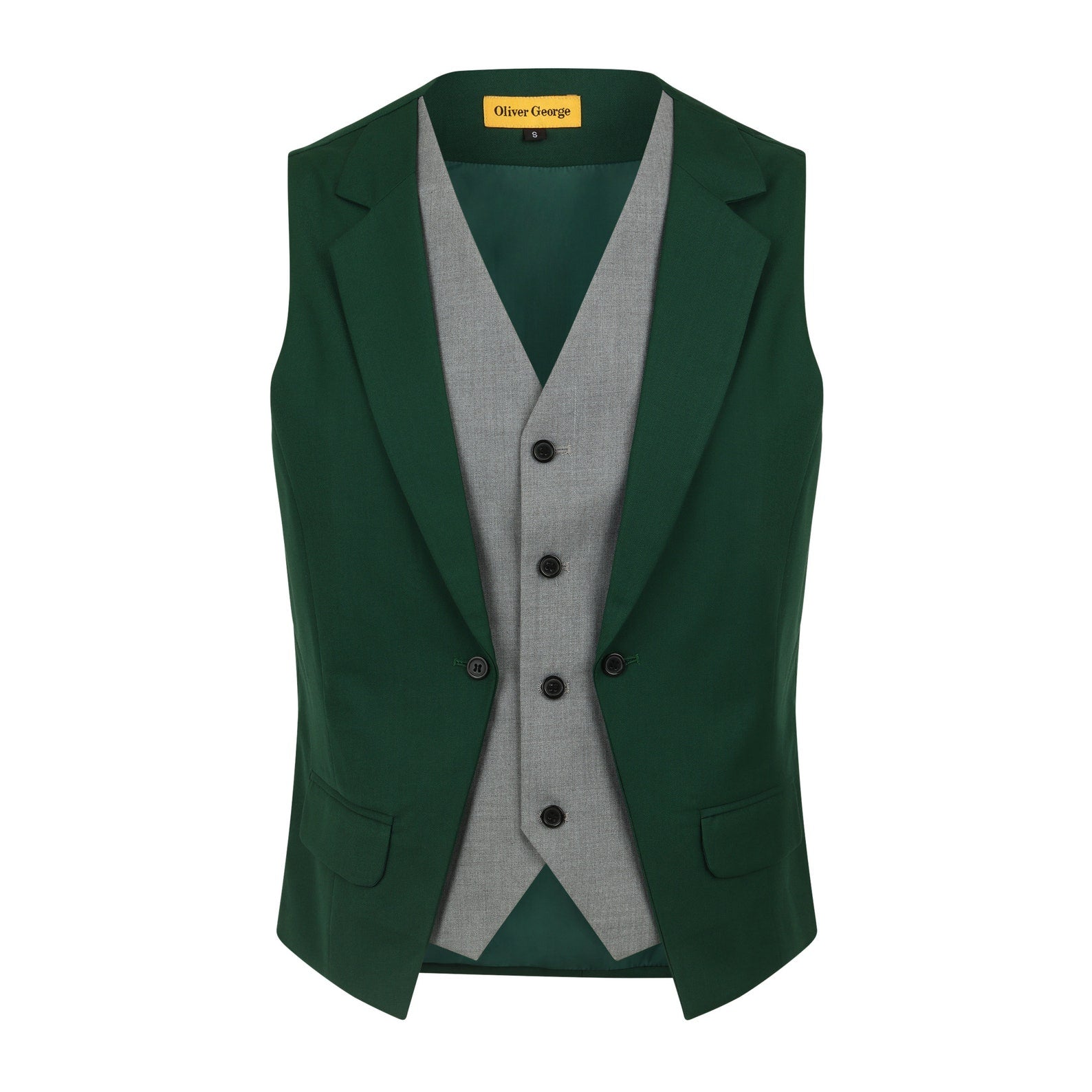 Oliver George Men's Layered Formal Business Tuxedo Waistcoat Dress Vest for Suit or Tuxedo Forest Green - Kilt Kingdom