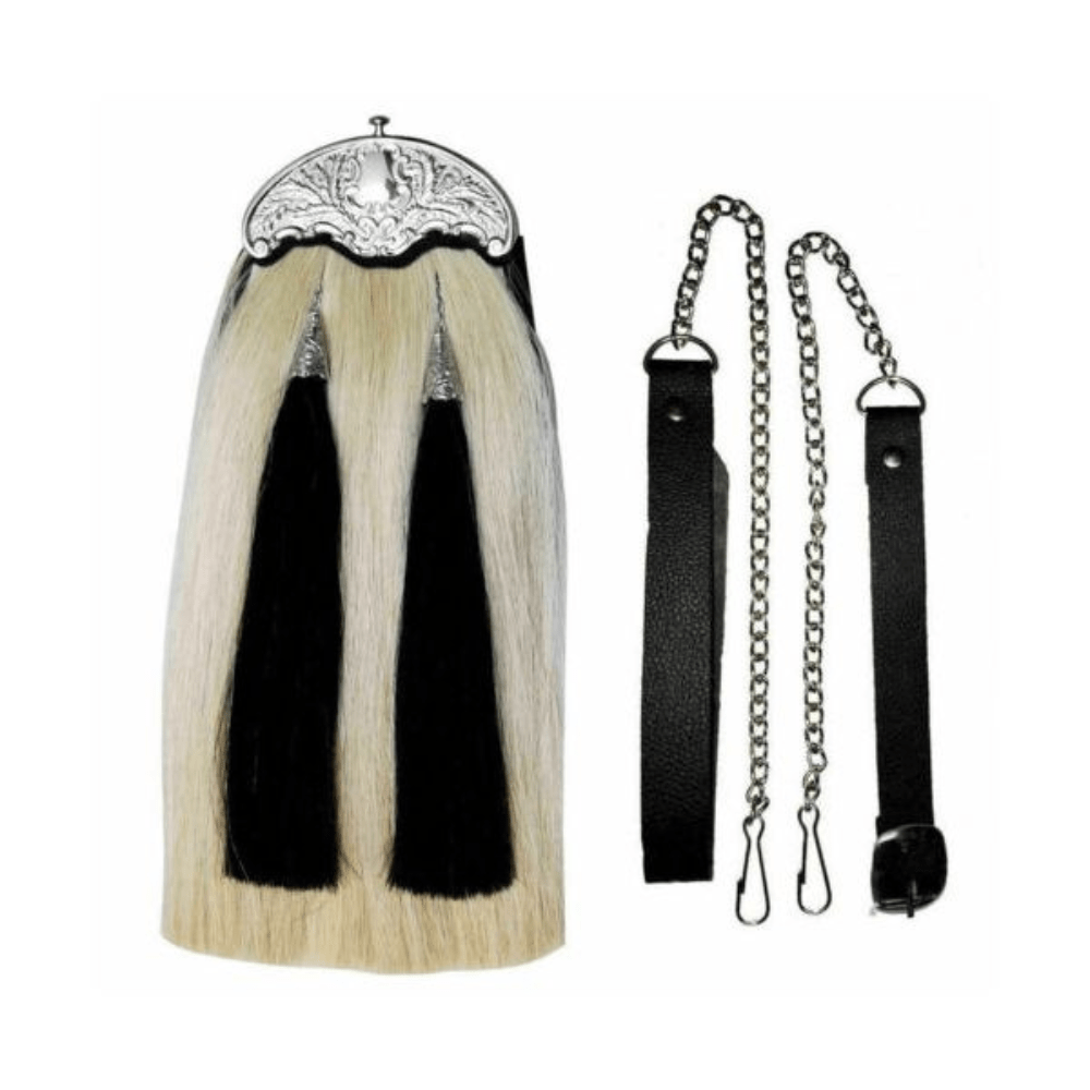 Horse Hair Sporran with Two Black Tassels - Kilt Kingdom