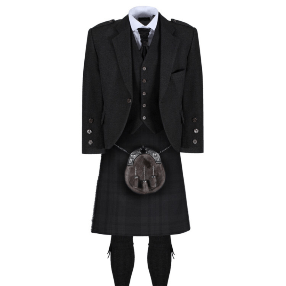 Black Isle Dark Grey Tweed Jacket Kilt Outfit - Kilt Kingdom