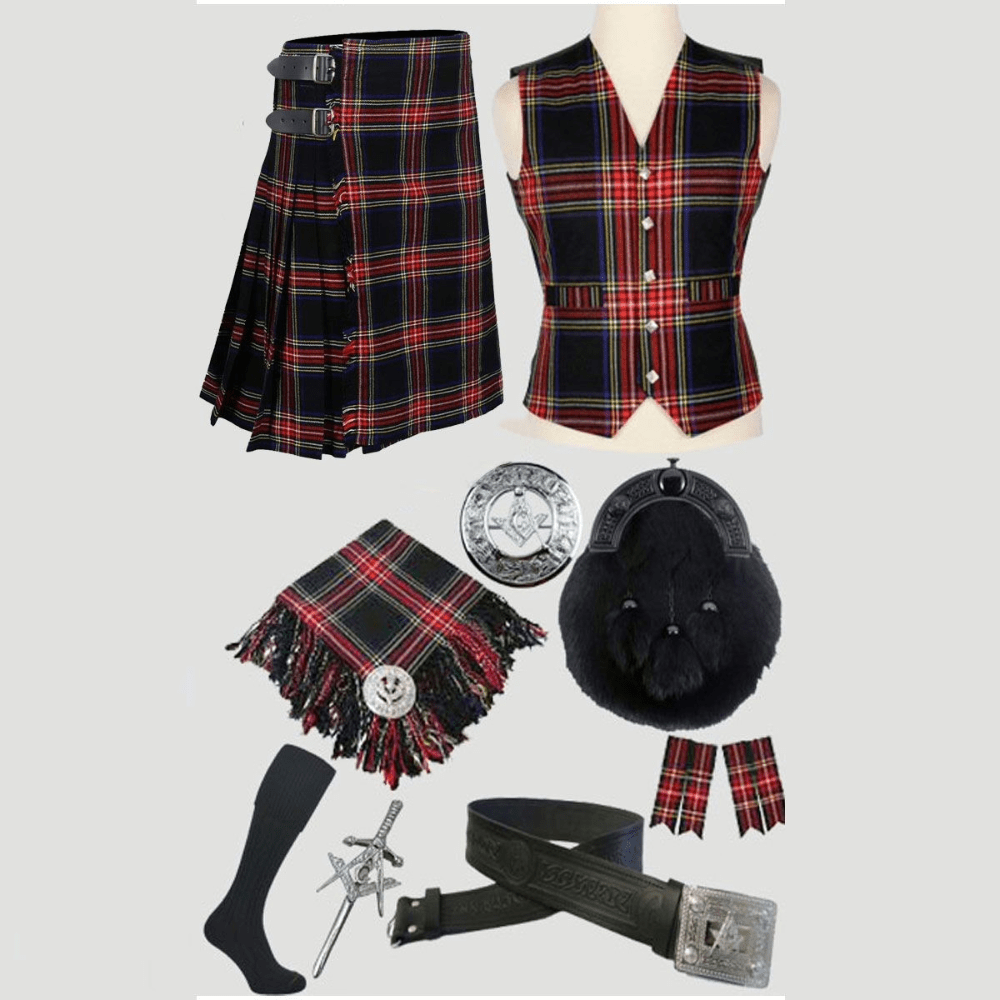 Black Stewart Tartan Kilt Package - Kilt Kingdom