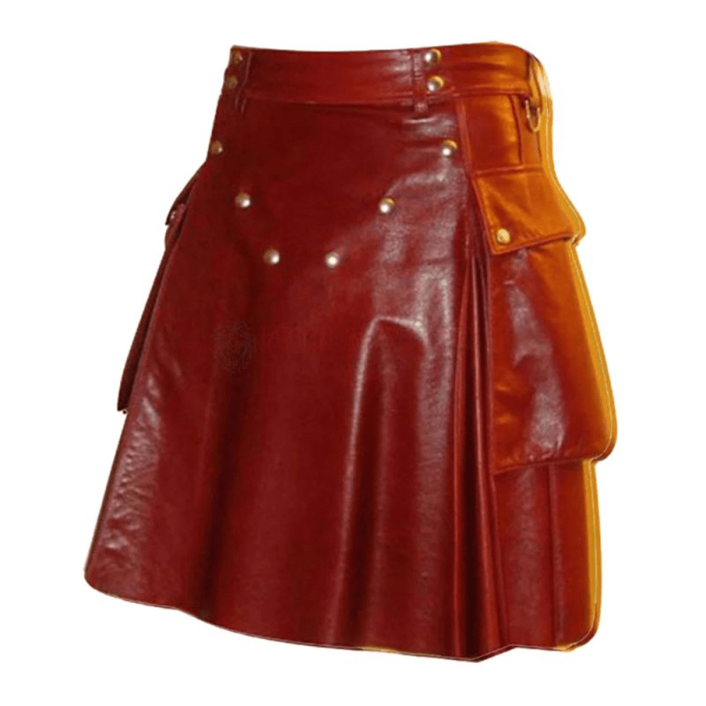 Red Leather Kilt Mens - Kilt Kingdom