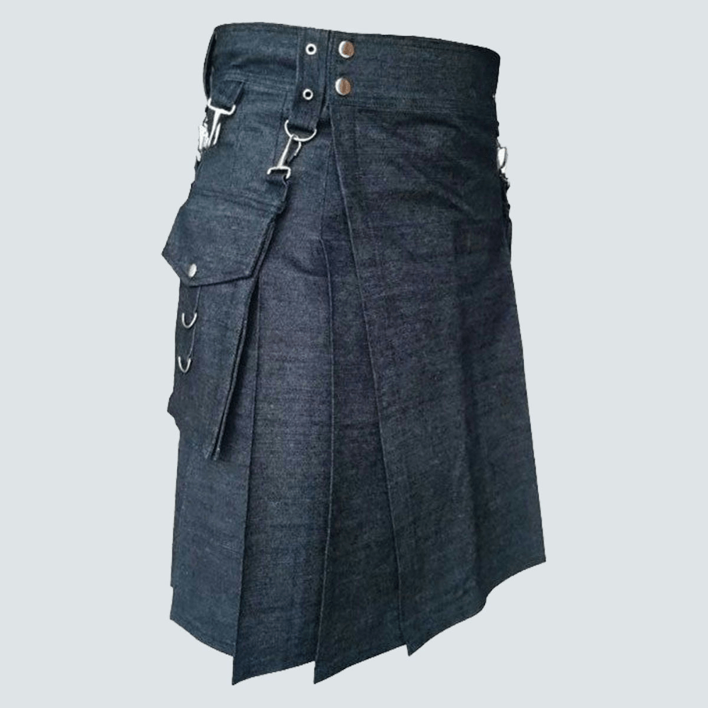 Indigo Blue Denim Kilt - Kilt Kingdom