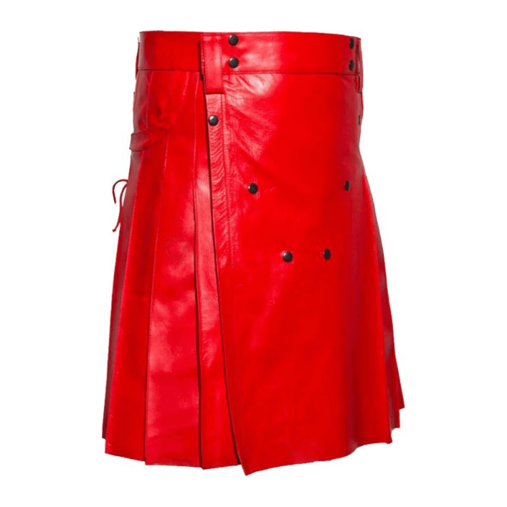Red Leather Kilt For Men - Kilt Kingdom
