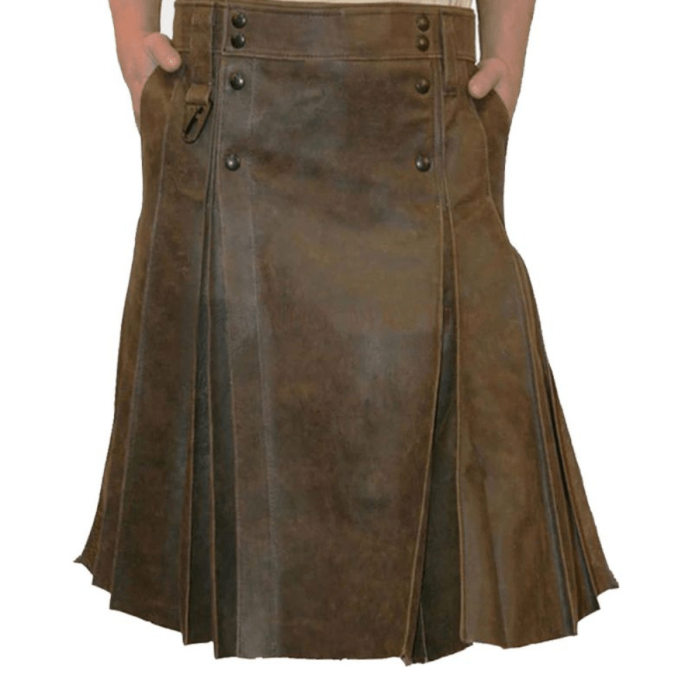 Brown Genuine Leather Kilt - Kilt Kingdom