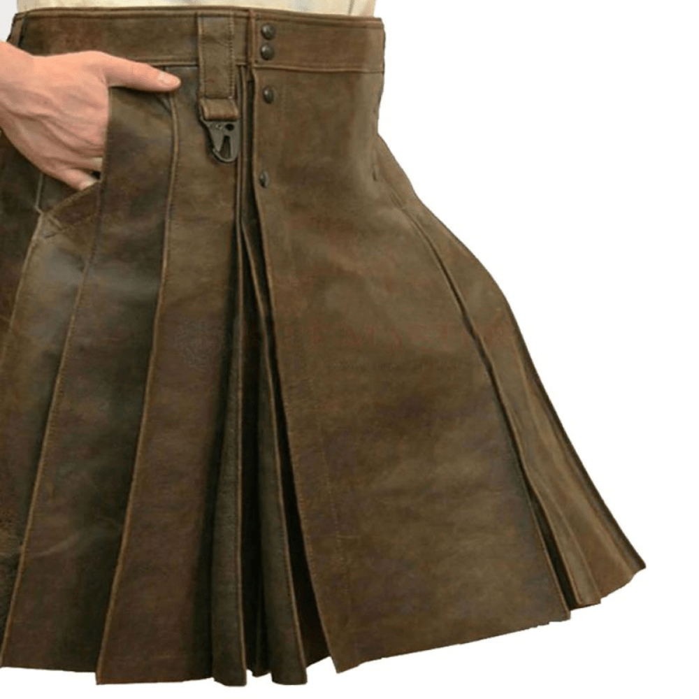 Brown Genuine Leather Kilt - Kilt Kingdom