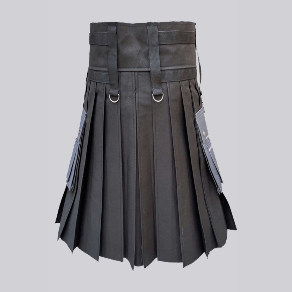 Modern Black & Gray Utility Kilt For Men - Kilt Kingdom