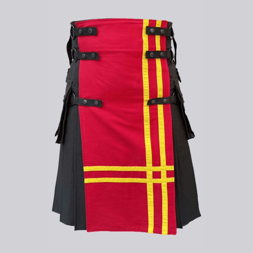Black & Red Fashion Utility Kilt - Kilt Kingdom