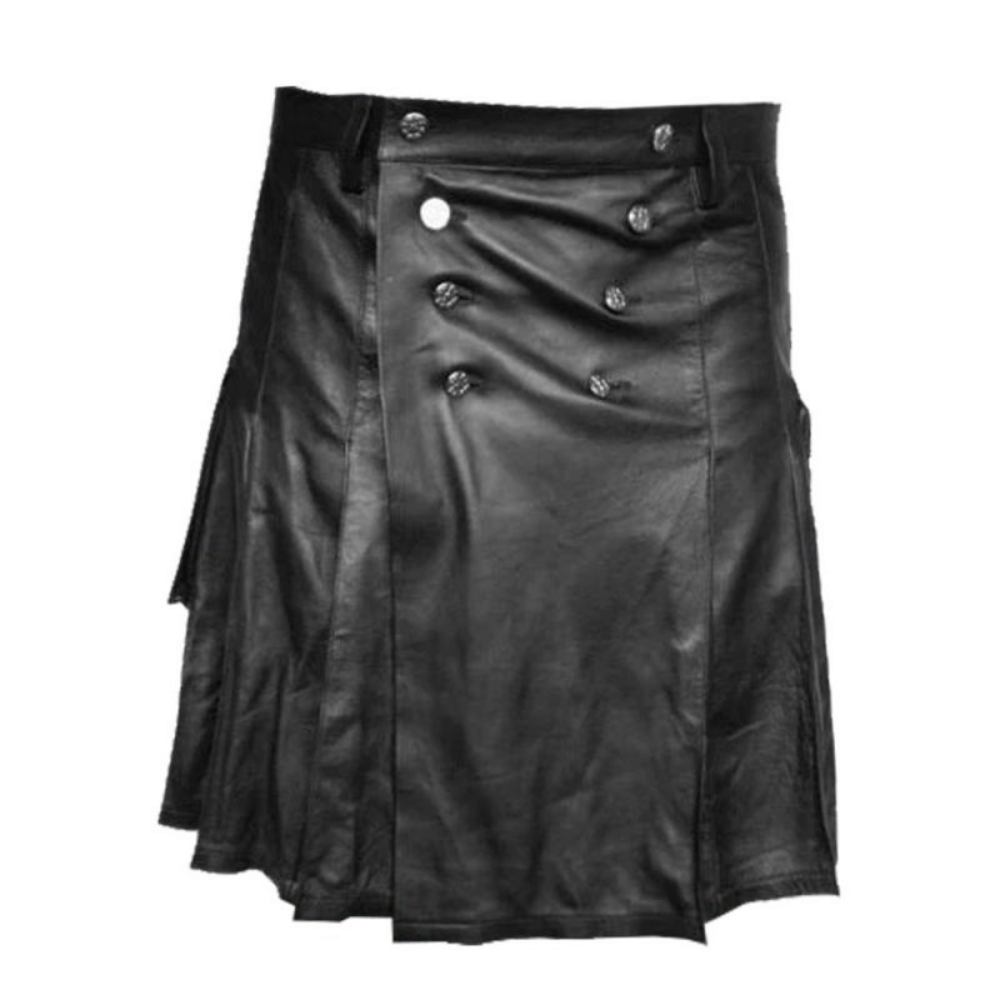 Ample Pleated Leather Kilt - Kilt Kingdom