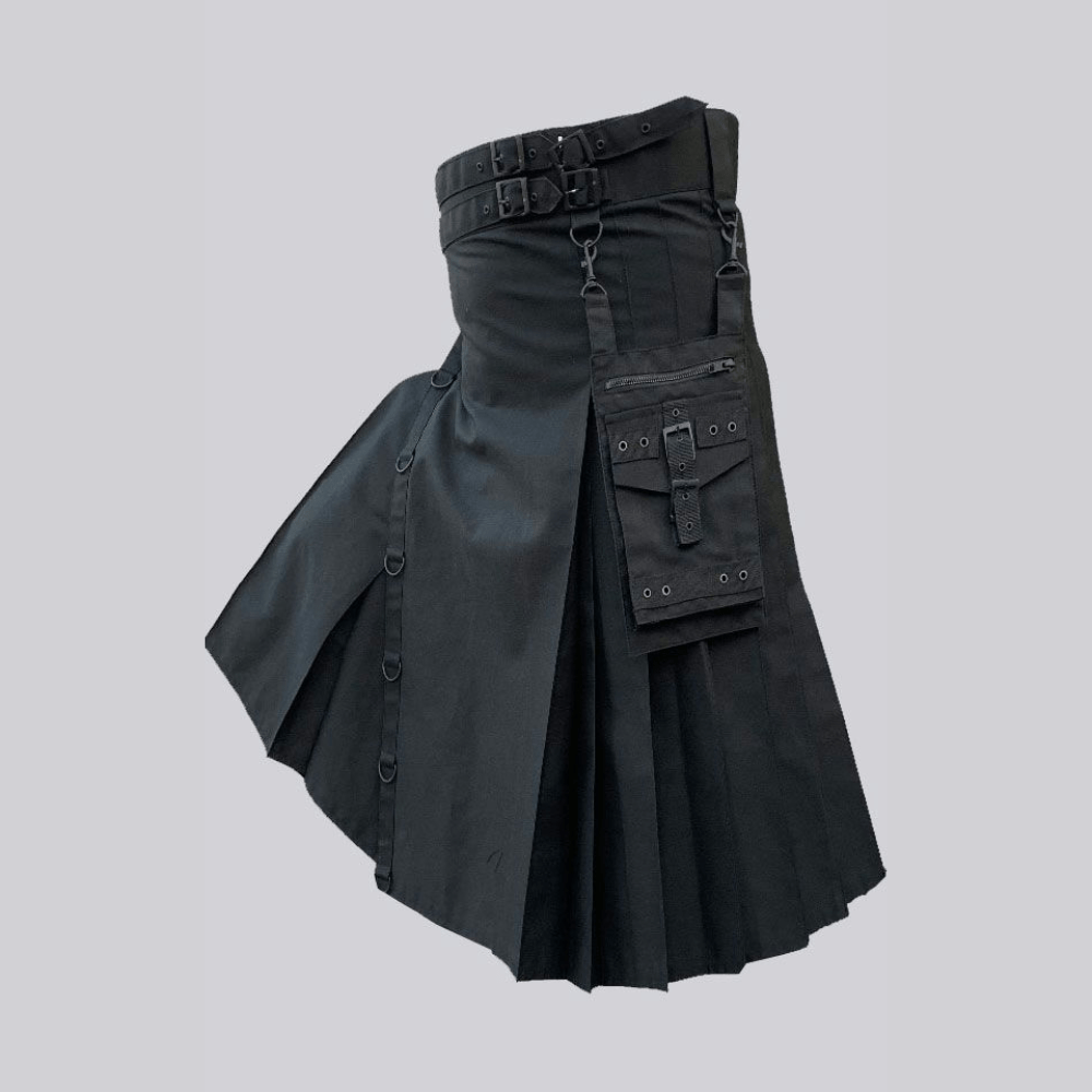 Modern Black Utility Kilt - Kilt Kingdom