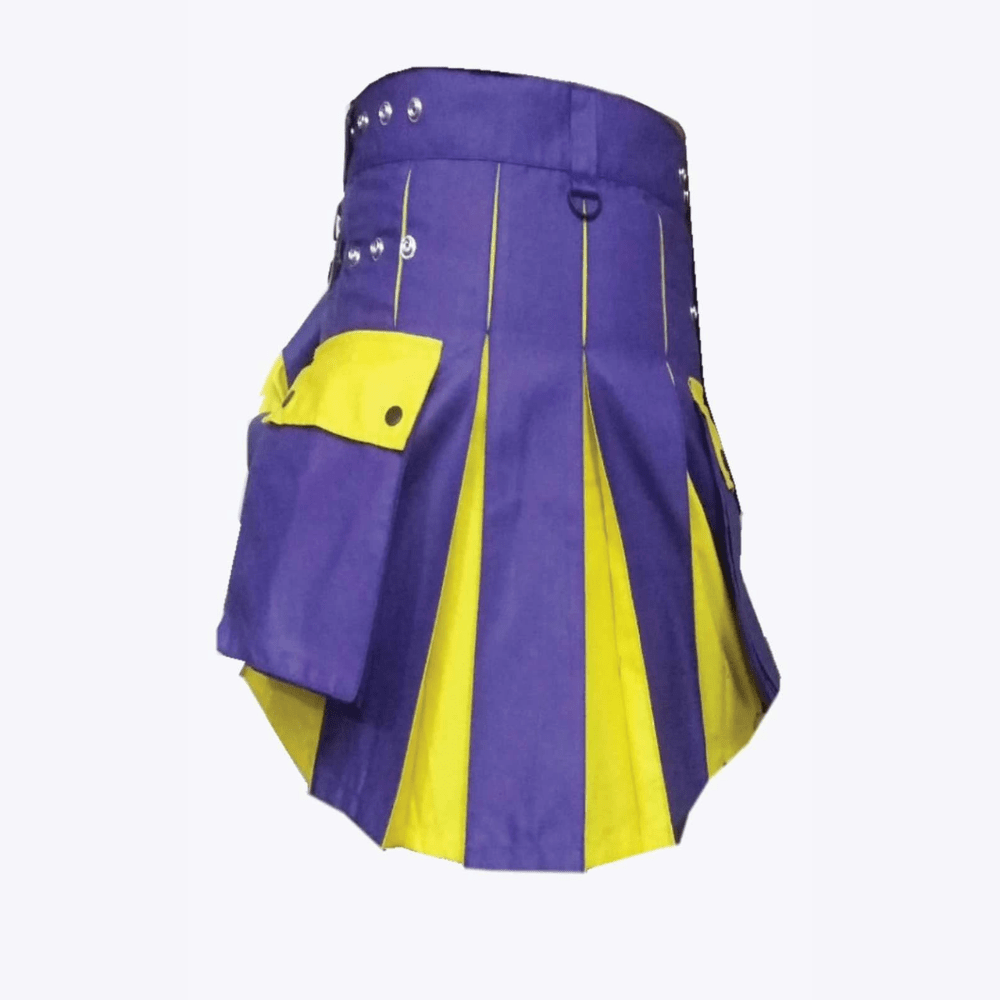 Modern Two Tone Kilt Blue and Yellow - Kilt Kingdom