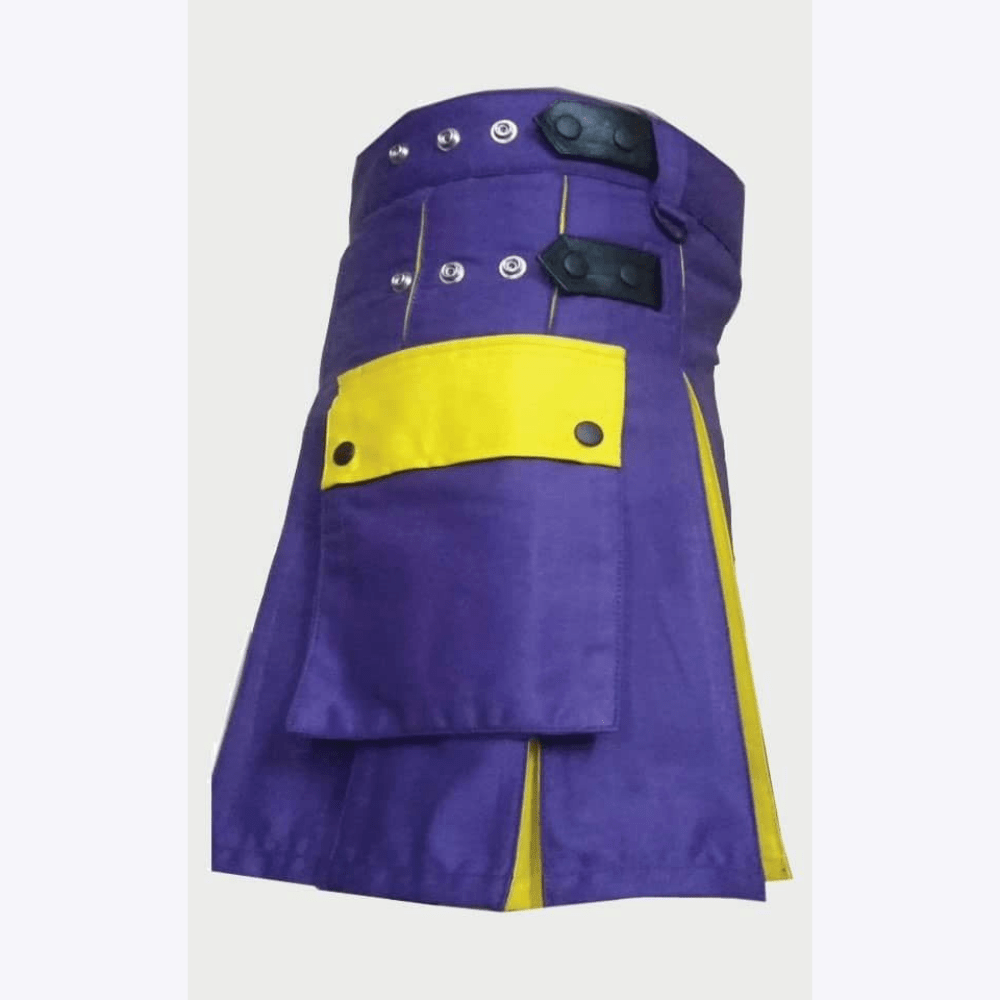 Modern Two Tone Kilt Blue and Yellow - Kilt Kingdom