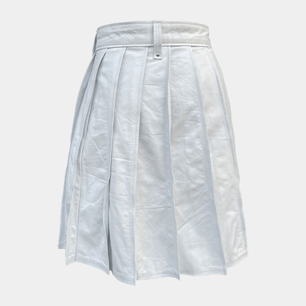 White Leather Kilt For Men - Kilt Kingdom