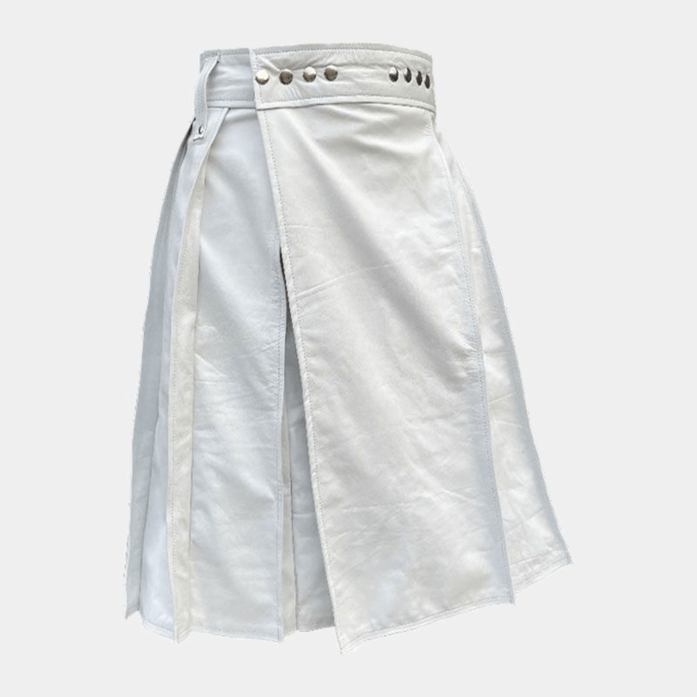 White Leather Kilt For Men - Kilt Kingdom
