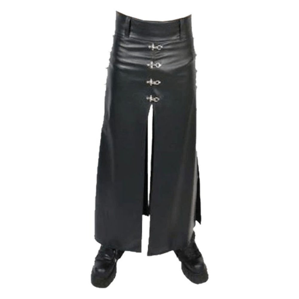 Modern Black Leather Kilt For Men - Kilt Kingdom