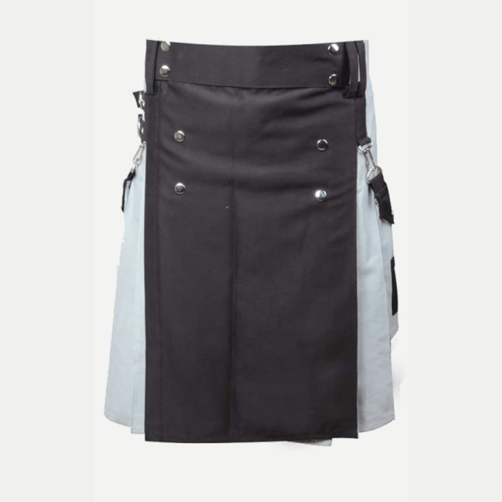 Scottish Black And Gray Cotton Kilt - Kilt Kingdom