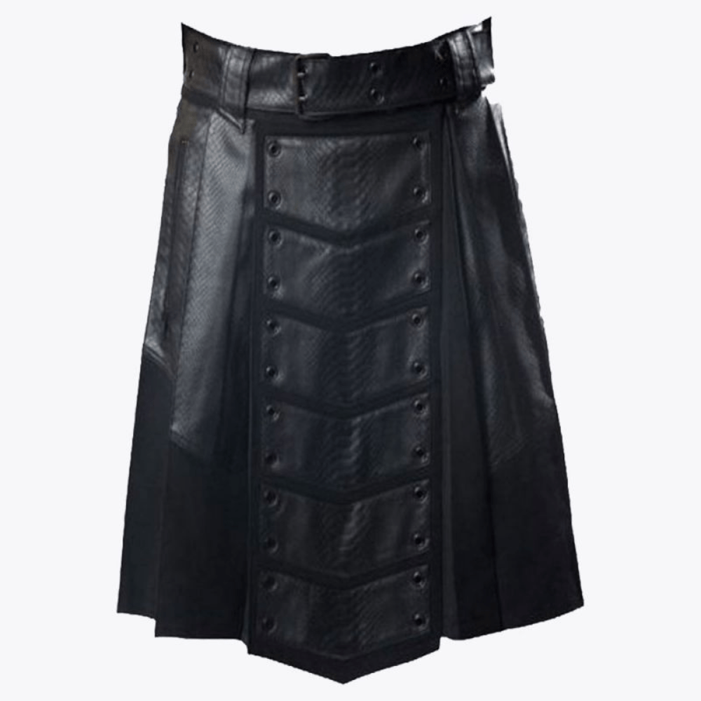 Leather Patch Gothic Utility Kilt - Kilt Kingdom