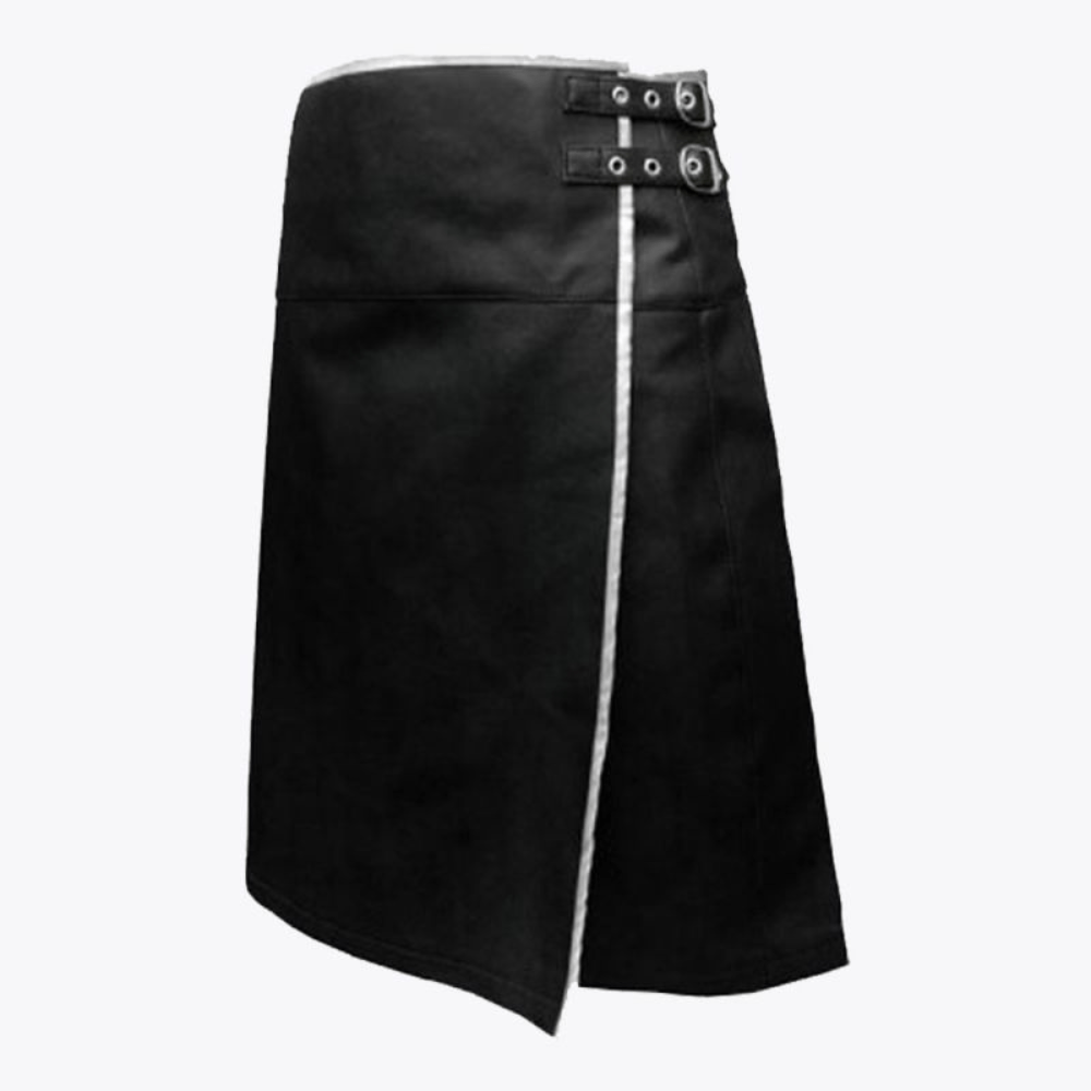 Leather Kilt with White Trim - Kilt Kingdom