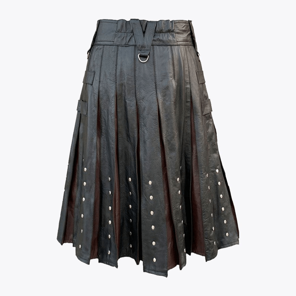 Black & Brown Modern Leather Kilt For Men - Kilt Kingdom