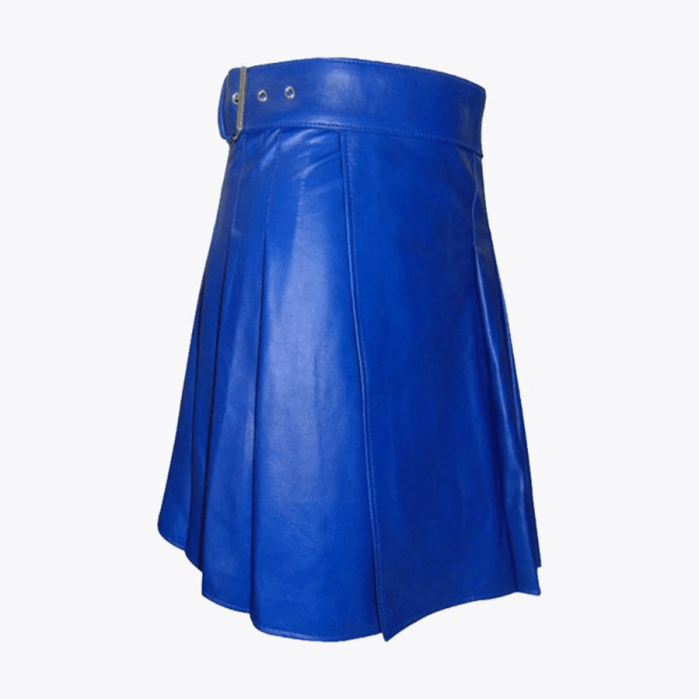 Blue Leather Kilt Men - Kilt Kingdom