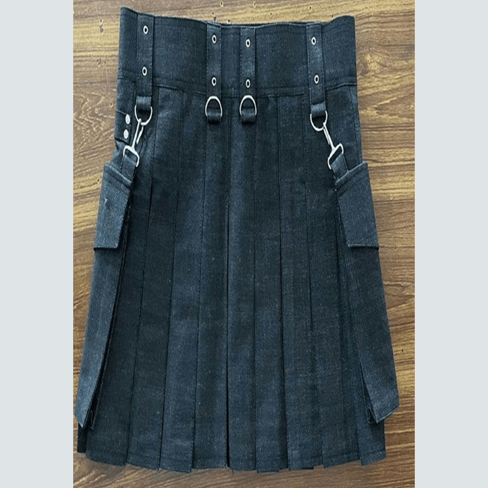 New Black Denim kilt - Kilt Kingdom