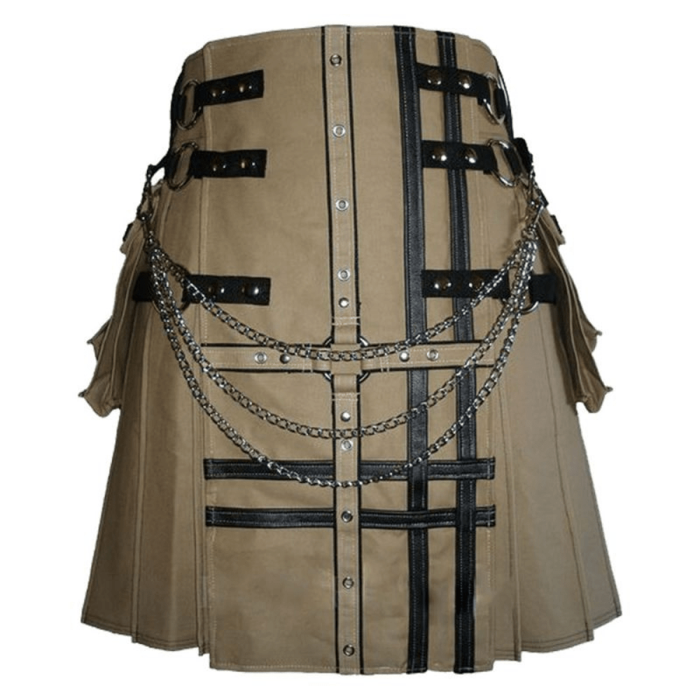 Men Khaki Fashion Hybrid Kilt - Kilt Kingdom