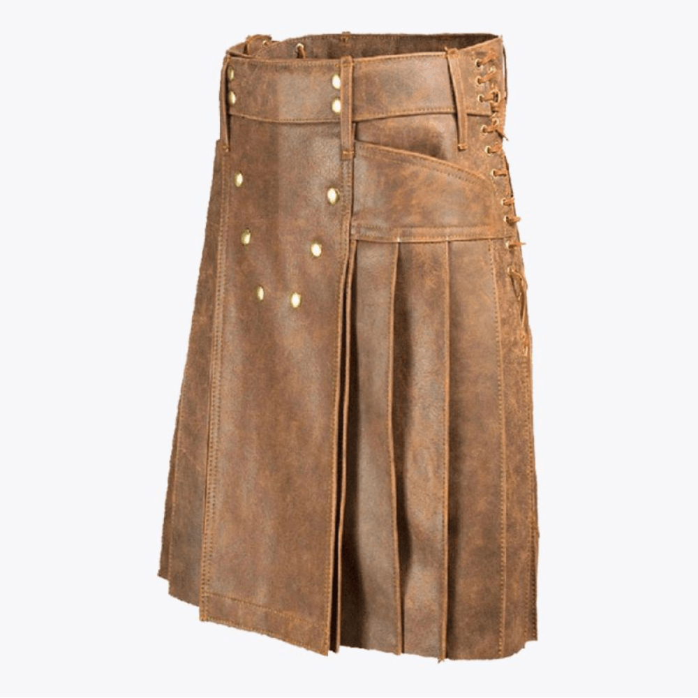 Brown Fashion Leather Kilt For Men - Kilt Kingdom