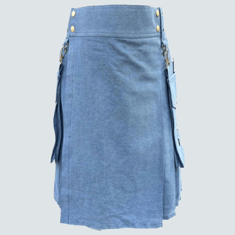 Indigo Denim Kilt For Men - Kilt Kingdom
