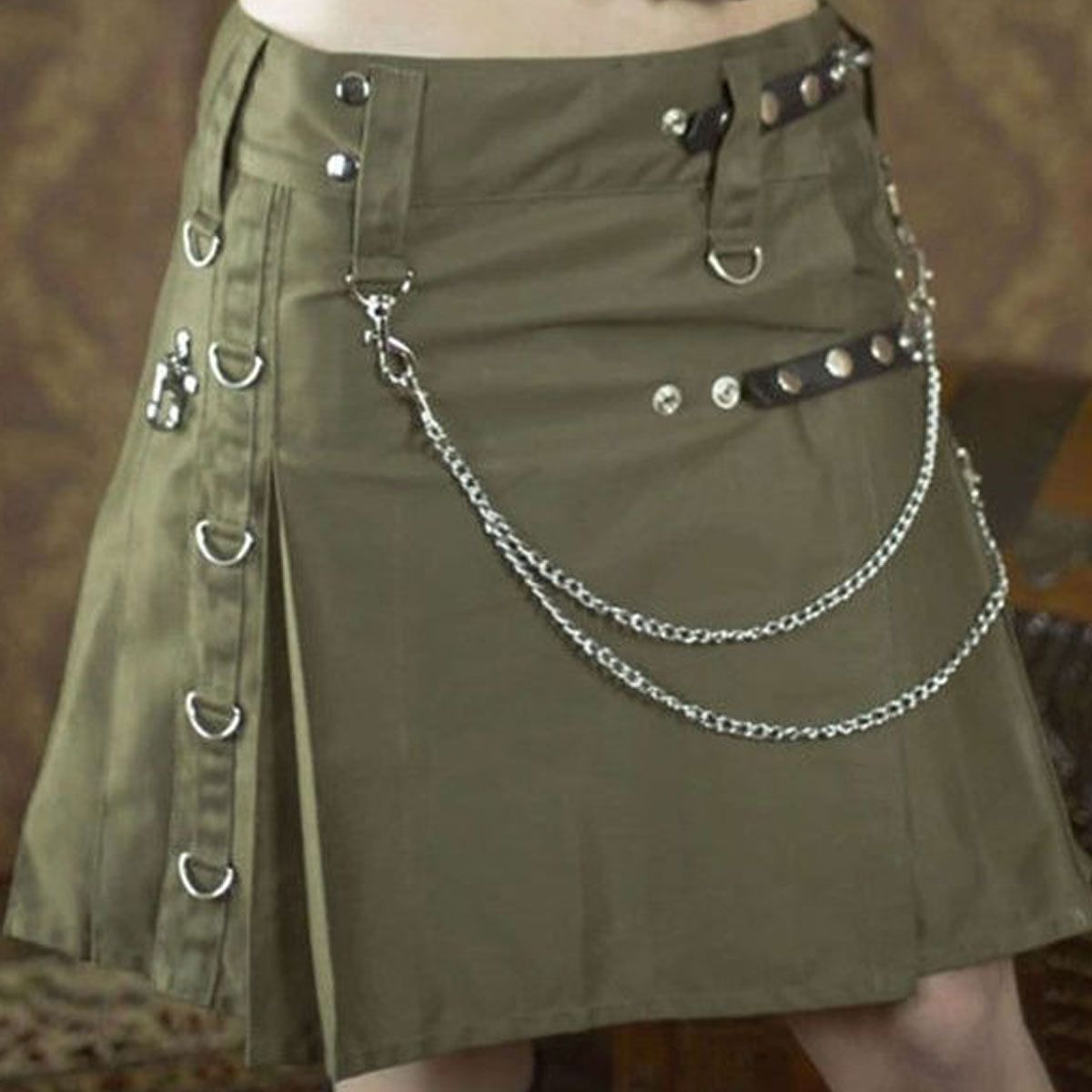 Olive Green Women Utility Kilt - Kilt Kingdom