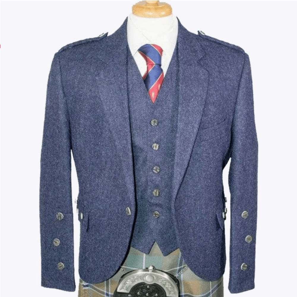 Lomond Blue Tweed Kilt Jacket and Waistcoat - Kilt Kingdom