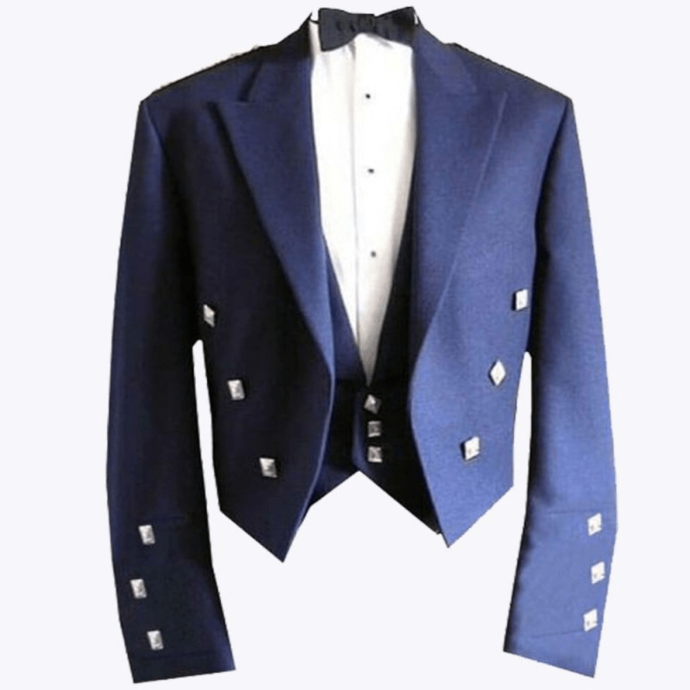 Blue Prince Charlie Jacket With 3 Button Waistcoat - Kilt Kingdom