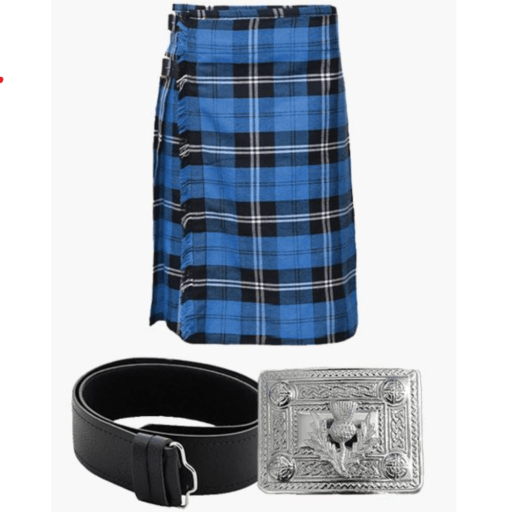Ramsay Blue Tartan Kilt with Belt and Buckle Deal - Kilt Kingdom