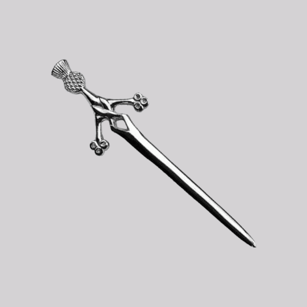 New Deluxe Claymore Thistle Head Kilt Pin - Kilt Kingdom