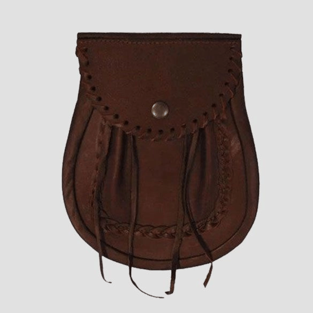 Braided Edge Brown Leather Sporran - Kilt Kingdom