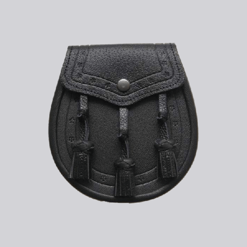 Classic Black Leather Sporran - Kilt Kingdom