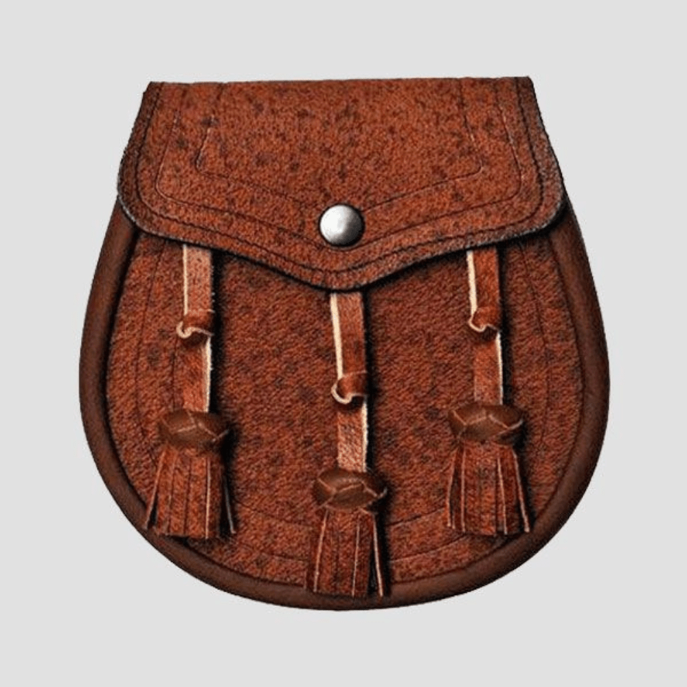 Khaki Classic Design Leather Sporran - Kilt Kingdom