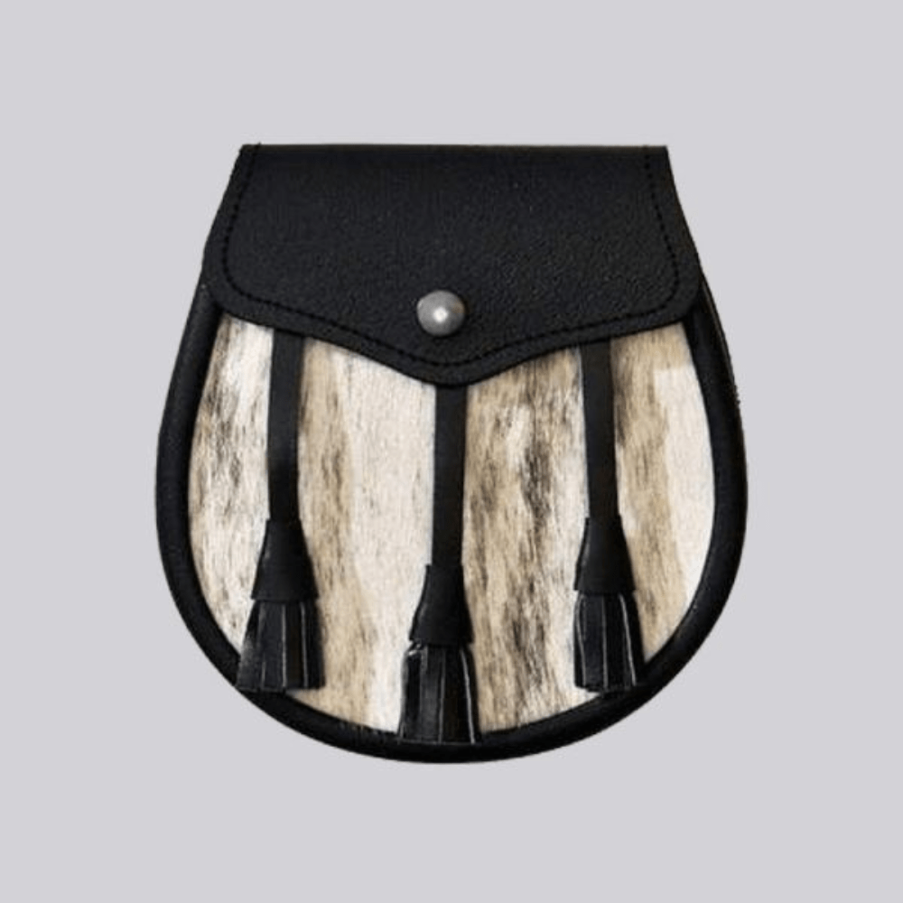 New Calfskin Basic Semi Dress Natural Leather Tassel Sporran - Kilt Kingdom