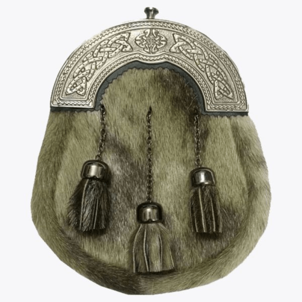 Seal Skin Sporran Celtic Cantle Antique Finish - Kilt Kingdom