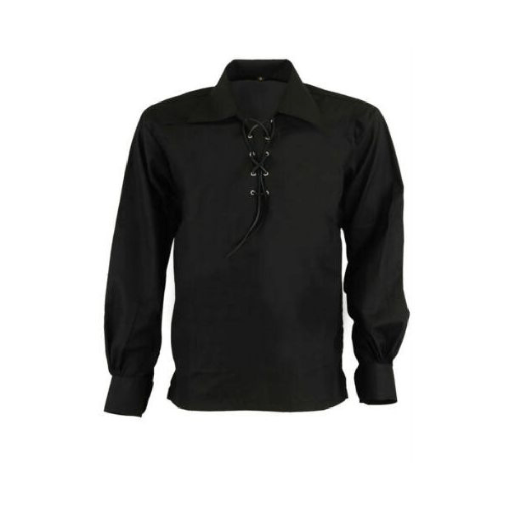 Scottish Black Jacobite Ghillie Shirt - Kilt Kingdom