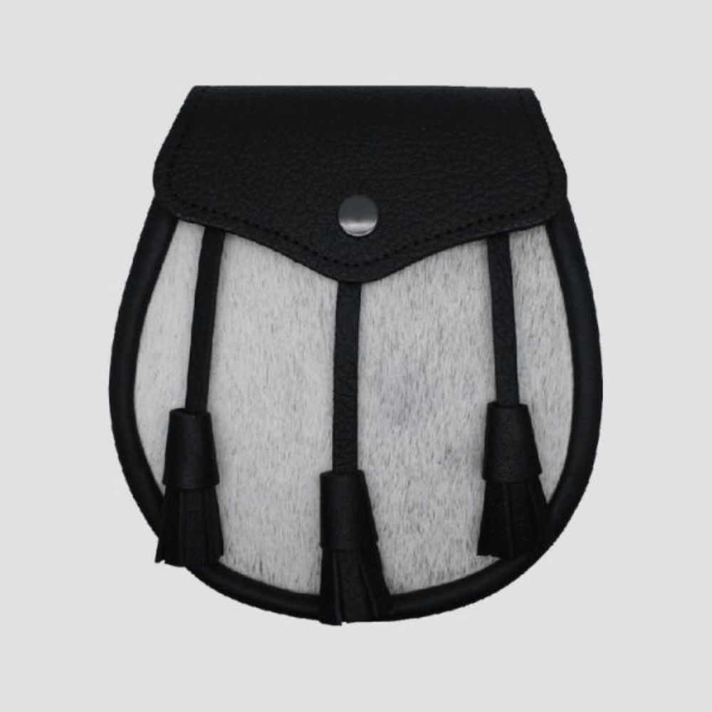 Calfskin Leather Tassel Semi Dress Natural Sporran - Kilt Kingdom