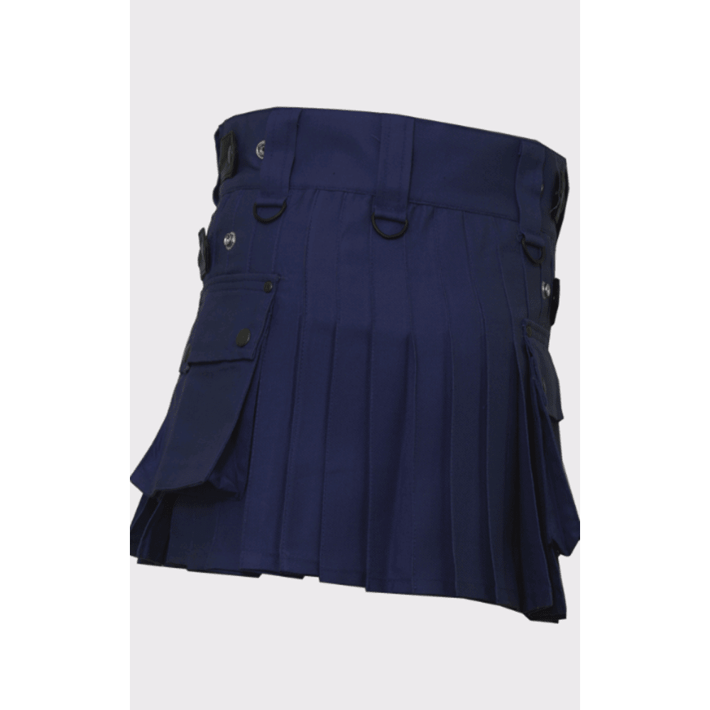 Women Blue Color Utility Kilt - Kilt Kingdom